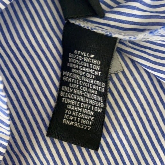 🎈 Sanctuary Lace Up Back Sz S Striped Button Down Shirt Top Blouse White Blue - Picture 5 of 14